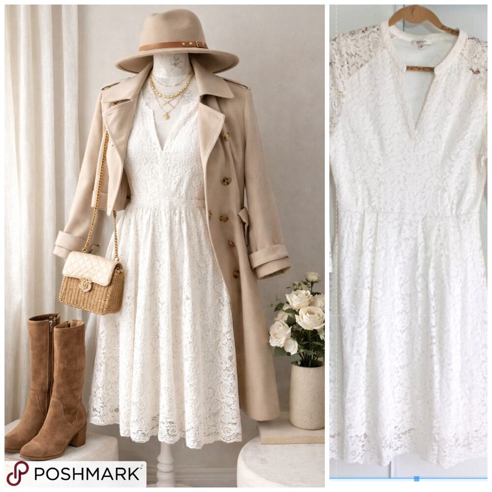 Suite Alice Lace Long Sleeve Knee Length Dress Size L